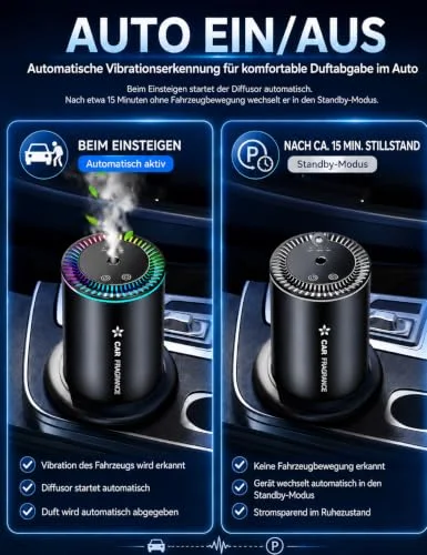 Händlerinfografik zum bewegungsabhängigen Ein- und Ausschalten des BJ-577; Angaben zum Standby-Zeitpunkt nicht unabhängig geprüft