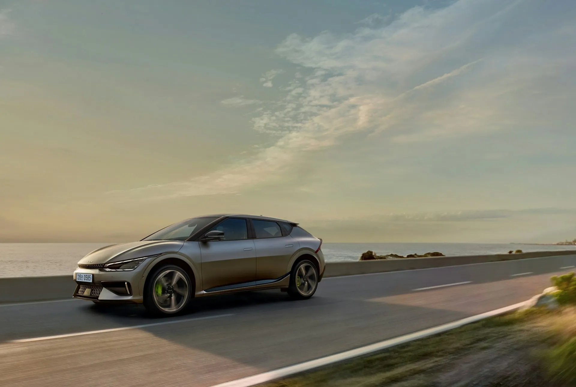 Electric SUV on a coastal road