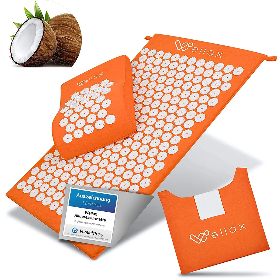 Wellax Akupressurmatte mit Kissen (Orange), Produktbild laut Händlerangabe